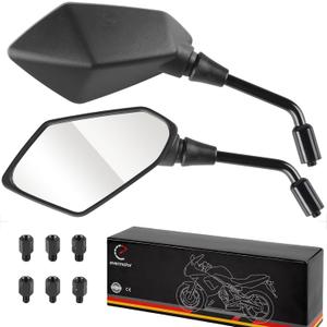 Evermotor Universal Motorcycle Rearview Mirrors for Handlebars, M8 and M10-360 Adjustable Side Mirrors - Moped Accessories for Motorbikes Mobility Scooters ATVs Cruisers Polaris Sportsman Honda