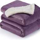 NANPIPER Flannel Blanket Reversible Sherpa Throw Blanket Super Soft Fuzzy Plush Microfiber (50"x60" Cassis Purple)