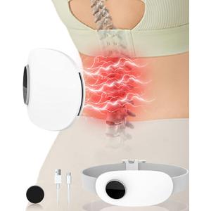 Heating Pad for Back Pain Relief-Lower Back Massager with Heat,Abdominal Belly Massagers with 6 Massage&16 Levels,3 Heated,Cordless Portable Travel Waist Wrap Belt,Mothers Day Gifts for Him Her (White)
