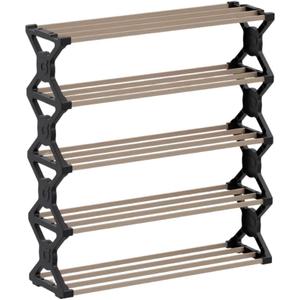 5-Tier Wooden Shoe Rack, Modern Black 25.2 in (64 cm) Height