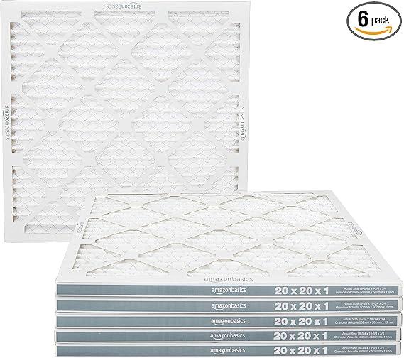 Amazon Basics 20x20x1 Air Filter 6-Pack, MERV 11 AC Furnace Filters, Dust, Pet, Allergen Control , Electrostatic (Actual Size: 19.75 x 19.75 x .75)