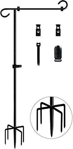 Koutemie 49 Inch Extra Tall Garden Flag Stand Holder Pole with 5 Prong Bases for 12 x 18 Outside Fall Yard Flags Décor, Matte Black Koutemie 49 Inch Extra Tall Garden Flag Stand Holder Pole with 5 Prong Bases for 12 x 18 Outside Fall Yard Flags Décor, Matte Black