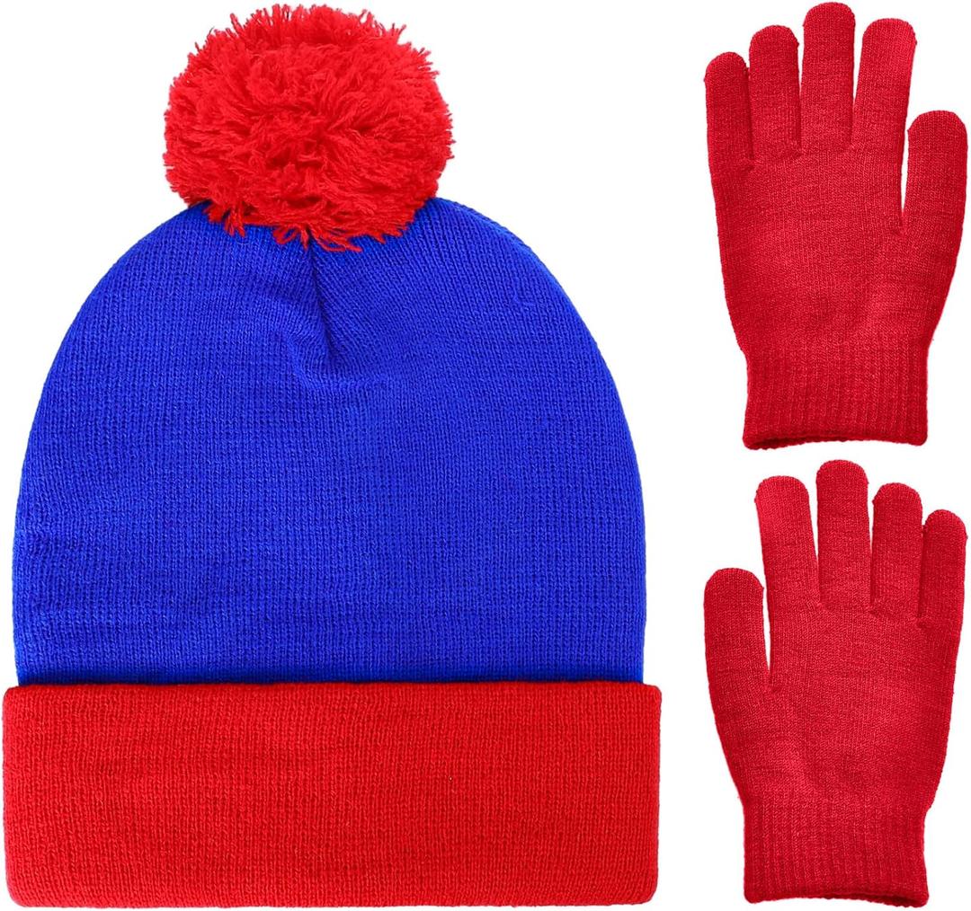 Shinymoon Beanie Hat Knit Pom Halloween Character Cosplay Winter Headwear Knitted Pompom Women Men's Novelty Cute Warm Caps (Red)