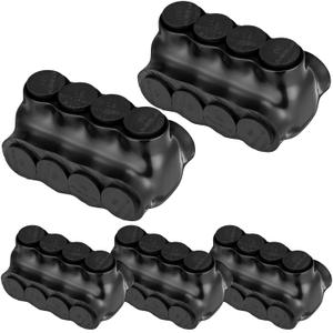 5 Pack Multi Cable Connectors with 4 Wire Ports Insulated Multi Tap Connector Dual Sided Entry Splice Prefilled with Oxide Inhibitor(3/0-6 AWG Wire Range, Slotted 7/32" Allen Hex)
