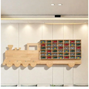 Wood Toy Car Display Rack, Holds 42 Diecast Cars Model Car Display Case 1/64 Scale Toy Cars Organizer Freestanding or Wall-Mounted Toy Car Storage Cabinet (1 Carriage)