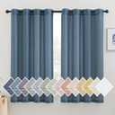 NICETOWN Linen Sheer Stone Blue Curtains 63 inch Length, Grommet Top Casual Semi Sheer Privacy Window Drapes with Light Penetration for Beach House/Bedroom, W52 x L63, 2 Panels