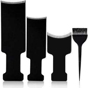 Jaasuee 4-Piece Balayage Highlighting Kit - Black Nylon Combs & Brush for Salon & Home Use