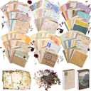 565 Pcs Vintage Scrapbook Paper Kit, Scrapbook Paper Supplies with Flowers Stickers, Journaling Decorative CraftPaper Set for Junk Journal, Retro Crafts