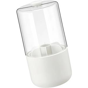 360 Degree Rotating Makeup Brush and Toothbrush Holder with Cover Storage Container for Bathroom Bathroom Storage (Milk Apricot White)