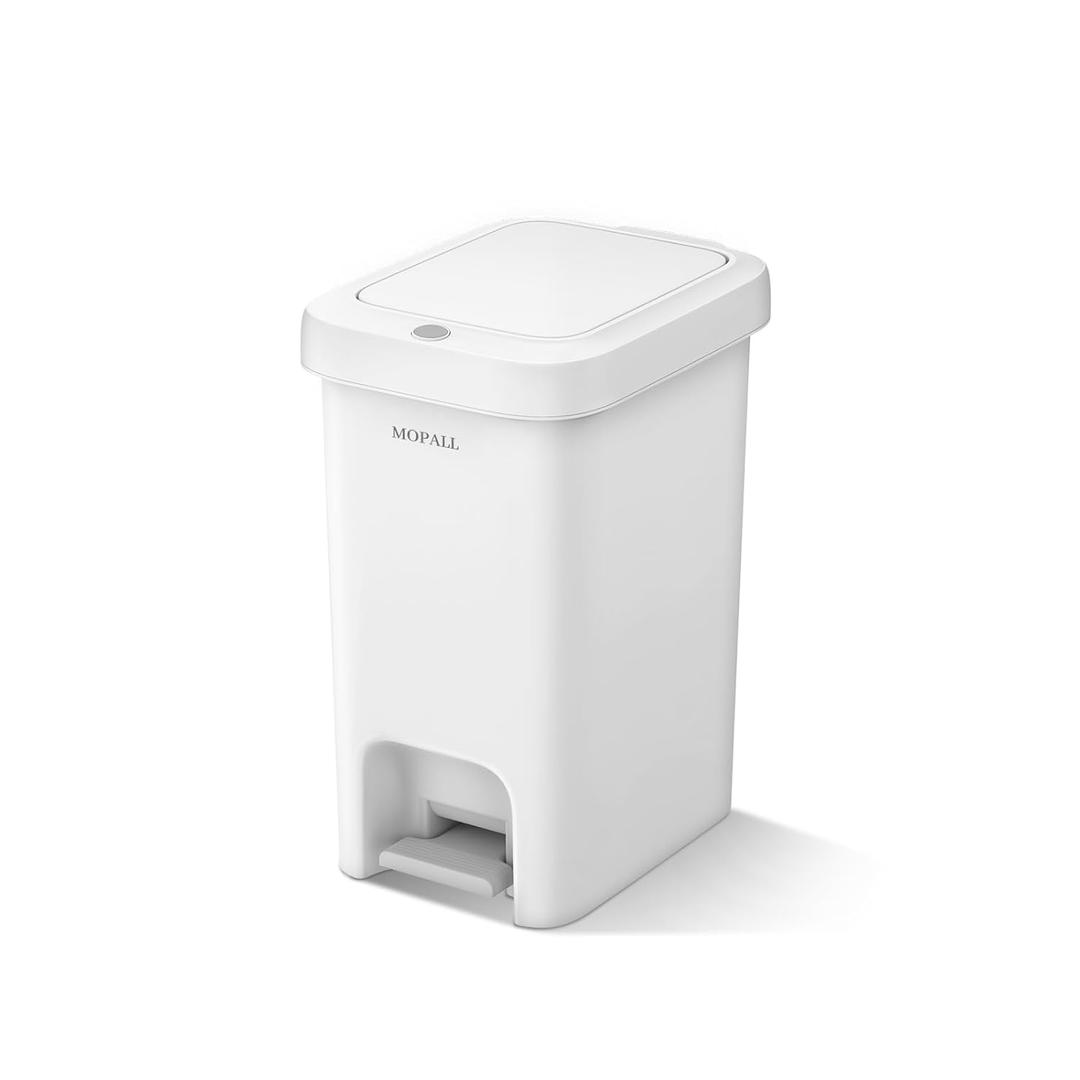 MOPALL 1.9 Gallon Slim Bathroom Trash Can with Lid Soft Close, Garbage Can with Pop-Up Lid & Step On Foot Pedal, Small Trash Bin Trashcan Waste Basket for Toilet, Office, Bedroom, Kitchen, Living Room