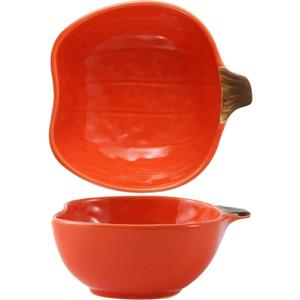 Luxshiny Pumpkin Bowls 6Oz Ceramic Fall Ramekins Set of 2 Halloween Dipping Plates for Sauce Soy Vinegar Condiments Autumn Party Snack Dishes