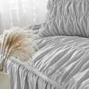 Bonlino King Size Comforter Set Bedding - Ruched Light Grey Comforter King Bed Set Boho Shabby Chic Comforter Fluffy 3 Piece Ruffle Comforter Set Pillow Girl Bedding Soft and Luxury