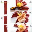6 x NICROHOME Wedding Party Decorations, 6 PCS Large Dark Red and Orange Crepe Paper Flowers Pom Poms Decorations for Engagement, Bridal Shower Cutie Baby Shower Holiday Party Supplies