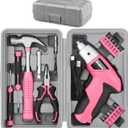 Hi-Spec Cordless Electric Screwdriver, Power Screw Driver Set with Pink Compact Tool Kit for Small Repair and Maintenance- Ideal Housewarming Gift,19 Piece