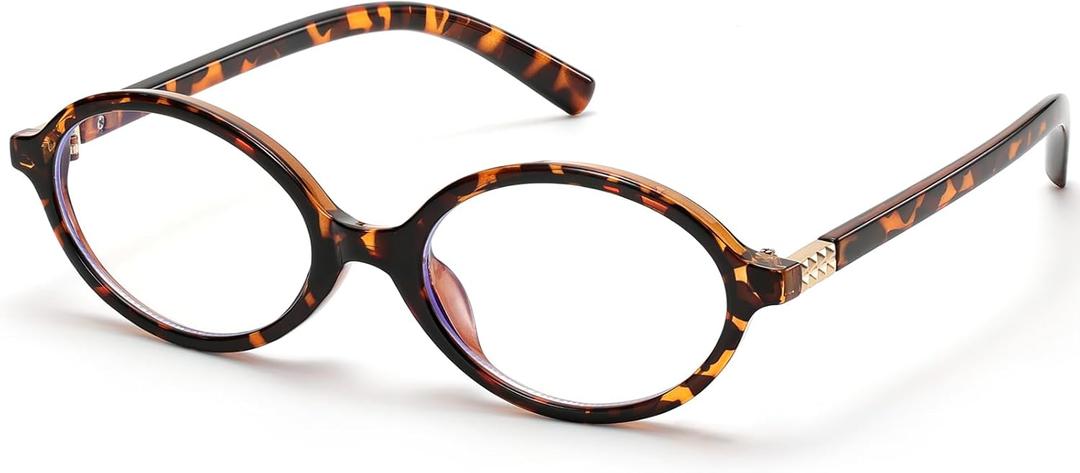 ViewJoy Retro Oval Blue Light Glasses for Women Fashion Computer Glasses Bluelight Blocking Eyewear Vintage Frame (Tortoise Shell)