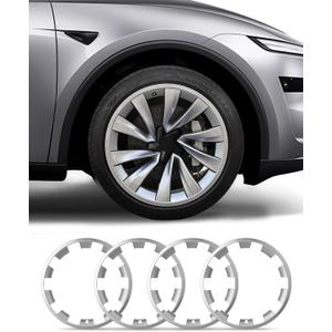 Model Y All-in-one Wheel Rim Protector for Tesla Model Y Juniper 20" Helix Wheel- Strips for Curb Rash Prevention Wheel Rim Protector Easy to Install (Sliver,4pcs) 