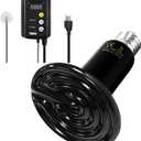 Simple Deluxe 150W Reptile Heat Bulb and 40-108 Degrees Fahrenheit Digital Thermostat Controller Included, for Amphibian Pet & Incubating Chicken, Black