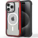 RAPTIC Shield Magnetic for iPhone 15 Pro Case, Compatible with MagSafe, Shockproof Protective Clear Case, Military Grade 10ft Drop Tested, Durable Aluminum Frame, 6.1 inch, Red