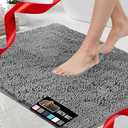 GORILLA GRIP Bath Rug Mat, Thick Soft Absorbent Chenille, Quick Dry Microfiber Mats, Rubber Backing Washable Shower Floor Rugs, Bathmat Runner, US Designed Bathroom Home Decor Accessories 24x17, Grey