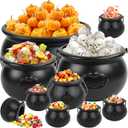 10 Pcs Halloween Large Witch Cauldron Kettles, 12.8, 9.8, 7.7, 5.7, 2.8 Black Plastic Witch Pots Candy Holder Treats & Punch Bowl for Halloween Indoor Outdoor Home Party Supply