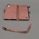 Defencase Compatible with iPhone 16 Plus Case Wallet with RFID Blocking Card Holder for Women Men, PU Leather Magnetic Snap Flip Zipper Strap Wallet Phone Case Fit for iPhone 16 Plus 6.7", Rose Pink