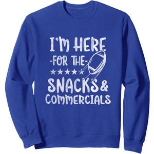 I'm Here For The Snacks & Commercials |Funny Football Saying Sweatshirt, Size S