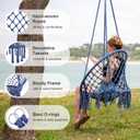 SUNCREAT Macrame Swing Chair, Rope Hammock Chair Swing, Dark Blue
