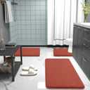 OLANLY Thick Memory Foam Bathroom Runner Rugs 44x24, Extra Soft Absorbent Long Bath Rug, Quick Dry Bath Mats, Non-Slip, Machine Washable Mat, Tub and Shower, Home Decor Accessories, Rustic Terracotta