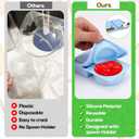 AIERSA Reusable Snack Containers with Lids, 2 Pack Silicone Double/2 Compartment Snack Box Container, Divided Grab and Go Snack Container for Take-out Condiments, Sauce