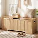 CHOEZON 47.2" Storage Bench, Rattan-Style Storage Chest, Storage Cabinet with Handles, Toy Storage Box, for Living Room and Bedroom, Natural MCW24NL, 47.2"L x 15.7"W x 19.1"H