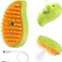 Steam Brush for Cats Shedding, 3 in 1 Steamy Water Pet Hair Removal Comb with Steamer, Spritz Comb for Dog, Indoor Cat Spray Mist Grooming Defur Brush, Cepillo Vapor Gato Perro, Steaming Cleaning Spa (Green)