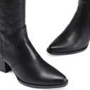 DREAM PAIRS Womens Cowboy Boots Wide Calf Comfortable Pull On Zipper Chunky Heel Pointed Toe Embroidered Western Cowgirl Knee High Boots Ladies Retro Tall Boot (Black)