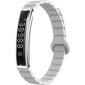 Smart Bracelet Fitness Tracker Heart Rate Monitor Sleep Activity Tracker Step Counter Calories Pedometer Waterproof Slim Thin Health Band for Women Ladies Men (Silver)