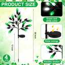 Glooglitter 4 Pcs ST Patricks Day Solar Pathway Lights Outdoor Decorations 28" Irish Shamrock Stake Light Waterproof Yard 8 Modes 80 LEDs Green White Tree for Walkway Path Garden Patio Decor
