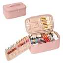 OCHEAL Makeup Bag, Travel Makeup Bag With Multi-Compartments, Large Capacity Pink Cosmetic Bags Organizer For Women Girls, Waterproof Portable Toiletry Bag Make Up Case-Pink