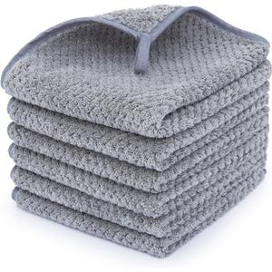 Washcloth Set for Bathroom - Quick Drying - Ultra Soft Microfiber Absorbent Towel for Bath Fitness, Gym, Shower, Hotel, and Spa - 13x13 Inch | Set of 6, Grey
