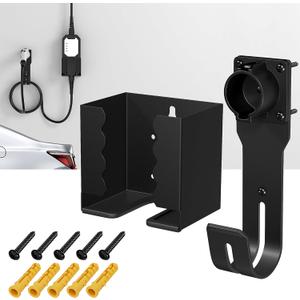 Joinfworld EV Charger Holder Wall Mount Kit EV Charger Holster Dock for SAE J1772 Connector J-Hook EV Charger Cable Holder & EV Charging Box Holder for Electric Vehicles