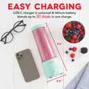 Dash 16 oz Personal USB Bottle Blender with Travel Lid and Charging Cord, Single-Serve Smoothie and Juice Maker, Aqua