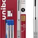 uniball Kuru Toga Elite Mechanical Pencil Starter Kit, 0.5mm, HB #2, Silver Barrel, 1 Pack