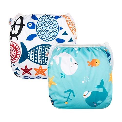 ALVABABY Swim Diapers Large Size 2pcs Pack Reuseable &Adjustable Baby BoyZDYK05-06