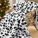 Cow Print Heated Electric Blanket Throw,50X60 Green Heating Blanket with 10 Heats Levels & 8 Hours Auto Off, Highland Cow Decor Stuff Fleece Sherpa Blankets Warmer Gifts for Women Adults Washable, ETL
