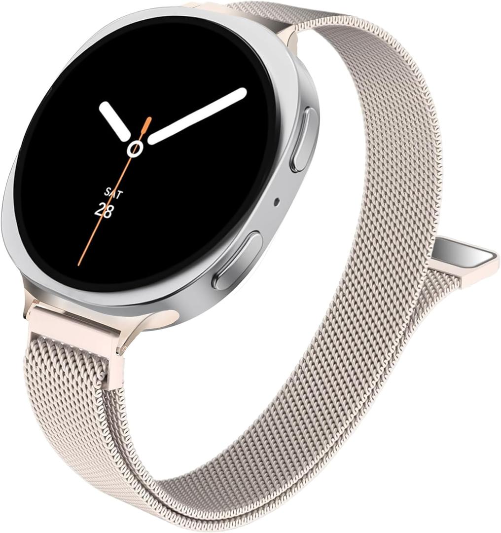 Slim Metal Band Compatible with Samsung Galaxy Watch 8 40mm 44mm/Galaxy Watch 8 Classic 46mm,Mesh Magnetic Stainless Steel Strap Milanese Loop Wristband Women Men