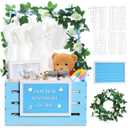 Barydat Wooden Baby Shower Crate Closet, Basket with Handle and Felt Letter Board Kit Garland Baby Shower Wooden Gift Crate Personalized Basket for Pregnancy Announcement New Parent, Blue