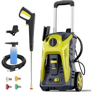 Pressure Washer Power Washer with 25FT Hose, 4 Quick Connect Nozzle, Foam Bottle for Car Patio Drive Home Outdoor Cleaning (Yellow)