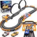 Slot Car Race Track Sets for Boys,Race Car Track with 4 High-Speed Slot Cars,Battery or Electric Car Track,Dual Racing Game Lap Counter Track Sets,Toys Gifts for Boys Girls Ages 4 5 6 7 8-12 (18FT)