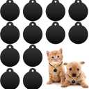 Jeffdad 25pcs Aluminum Blank Tags, Black Stamping Blanks Engraving Blanks Metal Keychain Dog Tag for Engraving Crafts(Round)
