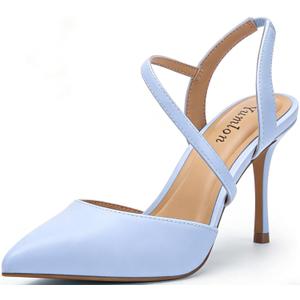 Closed Toe Slingback Heels Wedding High Stiletto Heel for Women 3.3 Inch Ankle Strap Pointed Toe Pumps Prom Dress Bride Shoes for Dinner Party Sexy, Size: 8.5 (Blue)