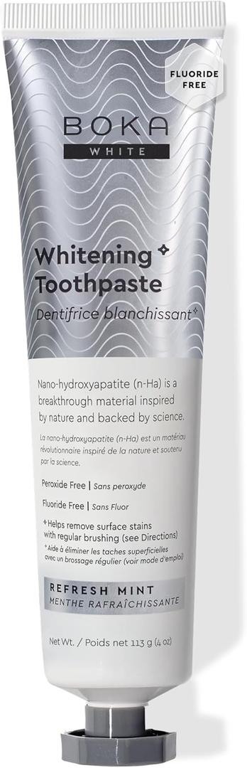 Boka Fluoride Free Toothpaste, Nano Hydroxyapatite Toothpaste, Appropriate for Sensitive Teeth, for Adult, Kids Oral Care - Whitening* Refresh Mint, 4 Fl Oz 1Pk US Manufactured