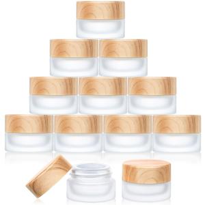 Geiserailie Glass Cosmetic Containers Empty Sample Jars with Leak Proof Lids Makeup Sample Containers for Lotion Cream Cosmetic(10 Pieces,5 Gram)
