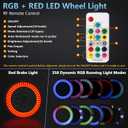 RGB Spare Tire Brake LED Light for Jeep Wrangler 2007-2018 JK JKU & 2018+ JL JLU, RGB Running Light + Red 3rd Third Brake Light LED Wheel Light High Mount Rear Tail Stop Light Accessories